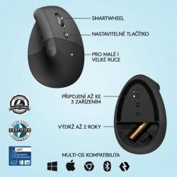 Logitech Lift Vertical Ergonomic Mouse for Business - GRAPHITE / BLACK