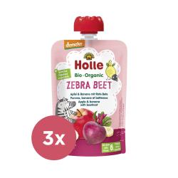 3x HOLLE Zebra Beet Bio ovocné pyré jablko, banán a červená repa, 100 g (6 m+)