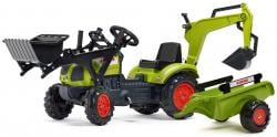 FALK FALK Šliapací traktor 2040N Claas Arion 410 s nakladačom, rýpadlom a vlečkou