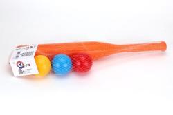 Teddies Baseballová pálka 50cm + loptičky 3ks plast 2 farby