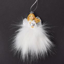 Anjel záves s LED sukňou biely 5,5x5,5x10cm