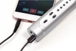 Teddies Mikrofón karaoke Bluetooth strieborný na batérie s USB káblom v krabici 10x28x8,5cm