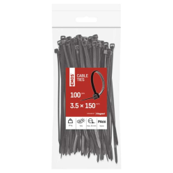 Emos A2843 Sťahovacie pásky čierne 150×3.5mm 100ks