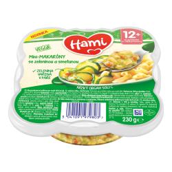 6x HAMI Príkrm v tanieriku Mini-makaróny so zeleninou a smotanou 230g, 12+