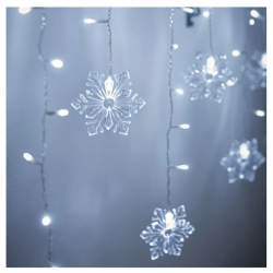 Emos LED vianočný záves – vločky, 135x50cm, vnútorná, studená biela