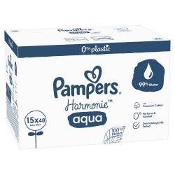 PAMPERS Harmonie Aqua vlhčené obrúsky Plastic Free 15x48 ks = 720 ks