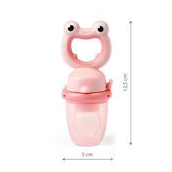 BABYONO Cumlík silikónový na kŕmenie Frog pink 6m+