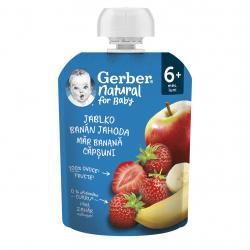 6x GERBER Natural kapsička jablko, banán a jahoda 90 g