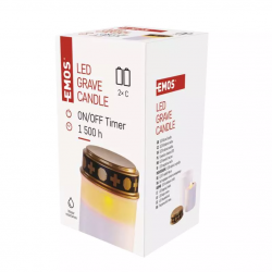 Emos LED náhrobná sviečka 12.5cm, 2xC, vonkajšia aj vnútorná, vintage, časovač