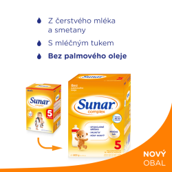 6x SUNAR Complex 5 Mlieko dojčenské 600 g