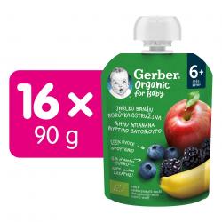 16x GERBER Organic Kapsička jablko, banán, čučoriedka a černica 90 g?