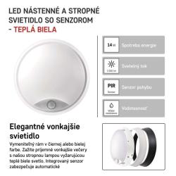 Emos ZURI s pohybovým senzorom kruhové čierna/biela 14W teplá biela