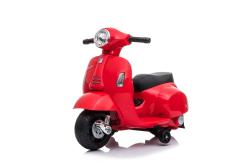 BENEO Elektrická motorka Vespa GTS, červené, s pomocnými kolesami, Licencované, 6V Batéria, 30W moto
