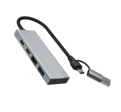 FIXED HUB Port hliníkový 4v1 - 2*USB-C, 2*USB