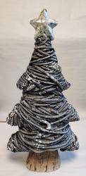 Vianočný strom polyrez sivý gliter 55x28x16,3