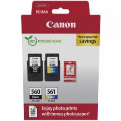 Canon PG-560 / CL-561 black+color + 50ks fotopapier 10x15cm GP-501