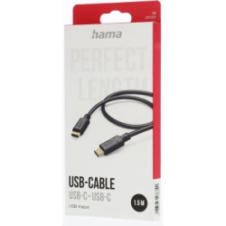 Hama kábel USB-C to USB-C čierny 1.5m