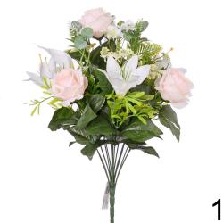 Kytica ruža ľalia cala svetloružová 48 cm
