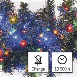 Emos LED vianočná reťaz – ježko 12m, vonkajšia aj vnútorná, multicolor, časovač
