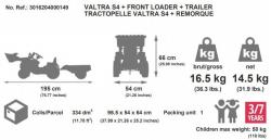 FALK FALK Šliapací traktor 4000AM VALTRA S4 s predným nakladačom a vlečkou