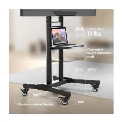 Onkron TS1891 výškovo nastaviteľný mobilný stojan pre TV 50"-90" s policami, čierny, VESA max 800x60  + doručenie zadarmo 