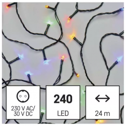 Emos LED vianočná reťaz 24m multicolor, časovač