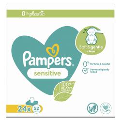 PAMPERS Sensitive vlhčené obrúsky Plastic Free 24 x 52 ks = 1248 ks