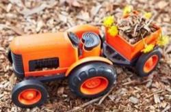 GREEN TOYS Traktor s vlečkou oranžový