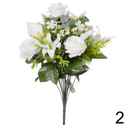 Kytica ruža ľalia cala biela 48 cm