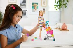 Mattel Barbie Bábika na vychádzke so psíkom