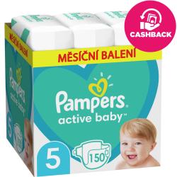 PAMPERS Active Baby Plienky jednorazové 5 (11-16 kg) 150 ks - MESAČNÁ ZÁSOBA