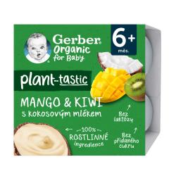 GERBER Organic 100% Dezert rastlinný mango a kiwi s kokosovým mliekom (4x 90 g)?