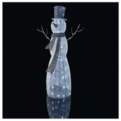 Emos LED vianočný snehuliak ratanový 124cm, vnútorný, studená biela, časovač