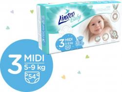 LINTEO BABY Premium Plienky jednorazové 3 MIDI (5-9 kg) 216 ks
