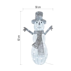 Emos LED vianočný snehuliak ratanový, 82cm, vnútorný, studená biela, časovač