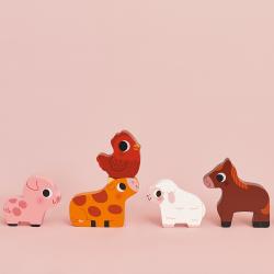 Janod Janod Drevené vkladacie puzzle pre najmenších Farma Chunky