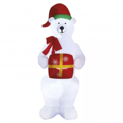Emos LED ľadový medveď s vianočným darčekom, nafukovací, 240 cm, vonk./vnút., studená biela