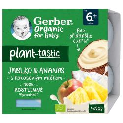 GERBER Organic 100% Dezert rastlinný jablko a ananás s kokosovým mliekom (4x 90 g)?