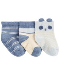 CARTER'S Ponožky Blue Panda Stripe chlapec LBB 3 ks 0-3m