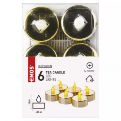 Emos LED dekorácia – 6x čajová sviečka zlatá, 6x CR2032, vnútorná, vintage