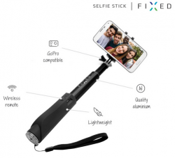 FIXED Teleskopický selfie stick v luxusnom hliníkovom prevedení s BT čierny