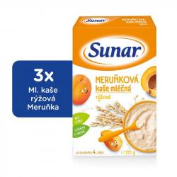3x SUNAR Kaša mliečna ryžová marhuľová 225 g