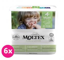 6x MOLTEX Pure&Nature Plienky jednorazové 4 Maxi (7-18 kg) 29 KS - ECONOMY PACK