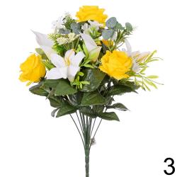 Kytica ruža ľalia cala žltá 48 cm