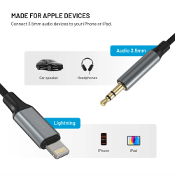 FIXED Link adaptér Lightning na 3.5mm Jack 1.5m space gray