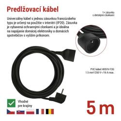 Emos 1 zásuvka 5m čierny 16A 1.5mm2