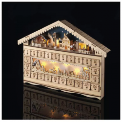 Emos LED adventný kalendár drevený 40x50cm, 2xAA, vnútorný, teplá biela, časovač