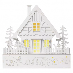 Emos LED vianočný domček, 28cm, 2× AAA, teplá biela, časovač