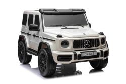 BENEO Mercedes-Benz G63 AMG 4x42 Dvojmiestne 12V, biele, MP3 Prehrávač s USB/AUX vstupom, Pohon 4x4,