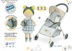 DeCuevas DeCuevas 90547 Športový kočík pre bábiky a plyšová bábika PIPO 2022 - 55 cm